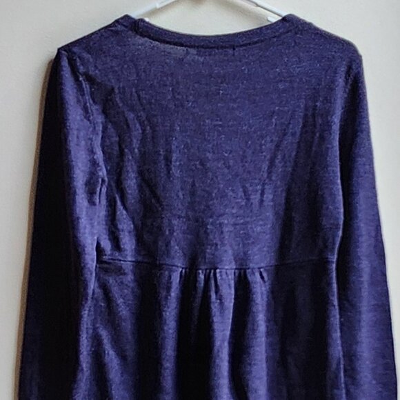Daisy Fuentes Long Sleeve Navy Blue Scoop Neck Baby Doll Sweater Size Large - Picture 13 of 16